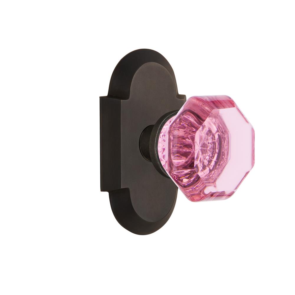 Nostalgic Warehouse COTWAP Colored Crystal Cottage Plate Passage Waldorf Pink Door Knob in Oil-Rubbed Bronze
